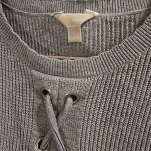 Michael Kors Gray Lace-Up Sweater